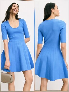 BOSS Frankina Pleated Dress Casual Scoop Neck Short Sleeves Size XS